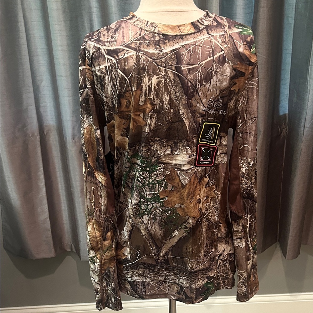 Realtree Men's Forest Camo Long Sleeve Performance Tee size small NEW